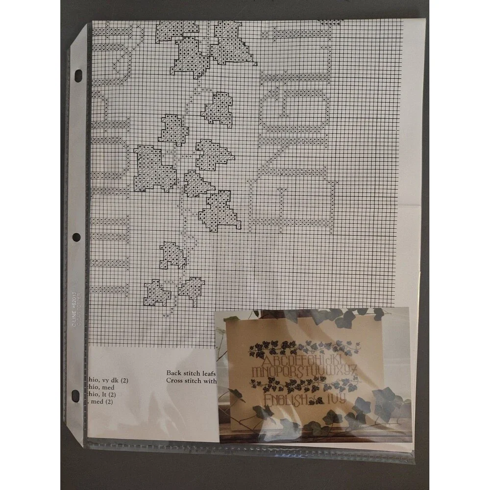 Vintage English Ivy Alphabet Cross Stitch Pattern Leaflet Chart Sampler